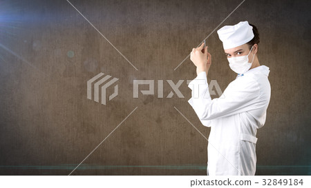 Beautiful medical woman doctor in uniform. Studio Beautiful medical woman doctor in uniform. Studio 32849184
