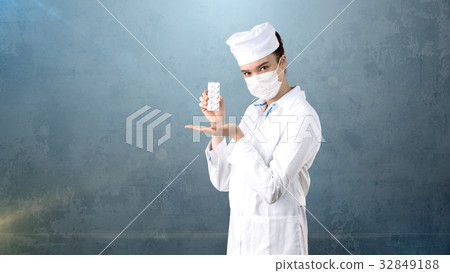 Beautiful medical woman doctor in uniform. Studio Beautiful medical woman doctor in uniform. Studio 32849188