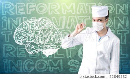 Beautiful medical woman doctor in uniform. Studio Beautiful medical woman doctor in uniform. Studio 32849382