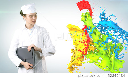 Beautiful medical woman doctor in uniform. Studio Beautiful medical woman doctor in uniform. Studio 32849484