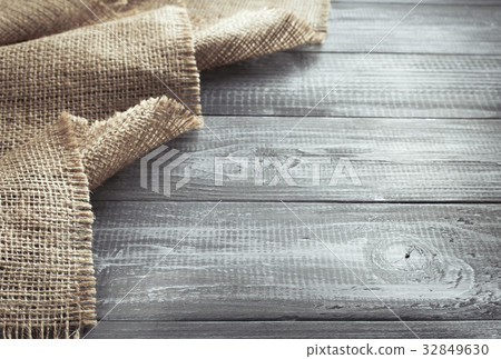 burlap hessian sacking on wood 32849630