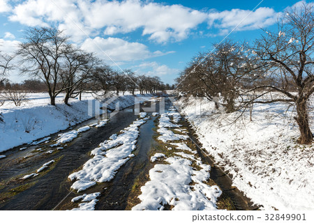 Winter river in Akita Daisen city 32849901