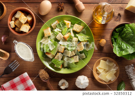 caesar salad and ingredients at wood caesar salad and ingredients at wood 32850312