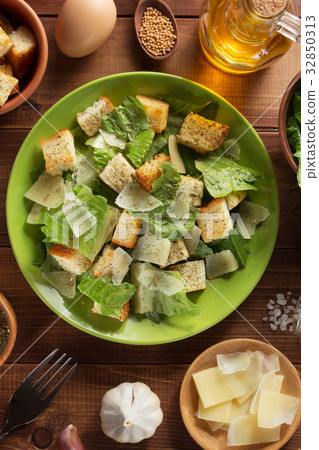 caesar salad and ingredients at wood caesar salad and ingredients at wood 32850313