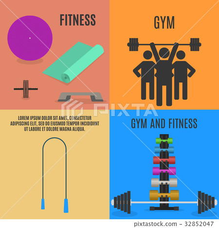 Flat design elements for gym and fitness - Stock Illustration [32852047 ...