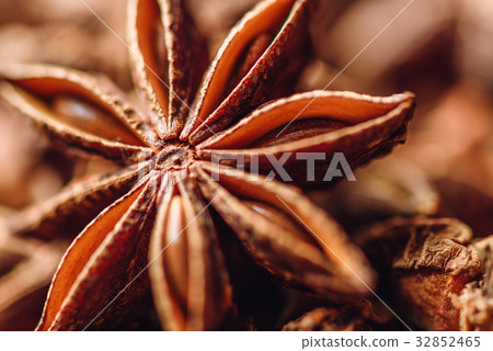 Background of Star Anise Fruits and Seeds. Background of Star Anise Fruits and Seeds. 32852465