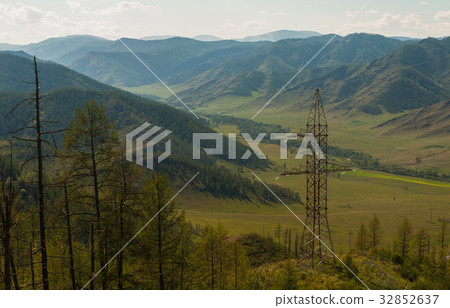 Electric pillar in the mountain Electric pillar in the mountain 32852637