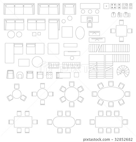 Furniture set icons for living room - Stock Illustration [32852682] - PIXTA