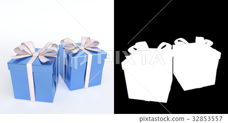 glossy blue gifts isolated on white with alpha 32853557