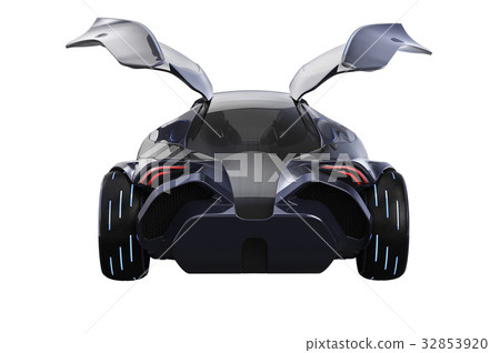 Car concept dark modern, back view 32853920