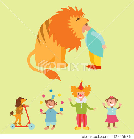 Circus funny animals set of vector icons cheerful Circus funny animals set of vector icons cheerful 32855676