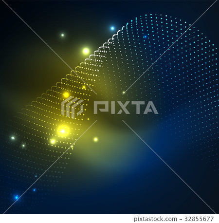 3D illuminated wave of glowing particles 3D illuminated wave of glowing particles 32855677