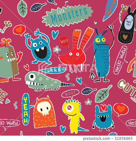 Vector cute monsters set collection isolated - Stock Illustration ...