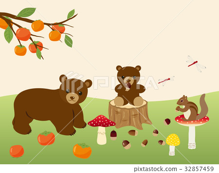 Animals in the autumn forest 32857459