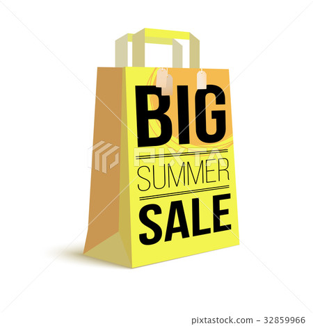 Color paper shopping bag with ad text. Big summer 32859966