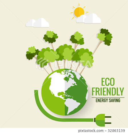 Energy saving concept with Green Eco Earth and Trees.. Vector illustration Energy saving concept with Green Eco Earth and Trees.. Vector illustration 32863139