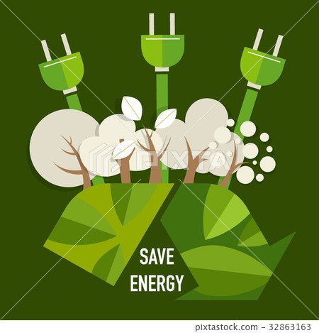 Energy saving concept with Trees.. Vector... - Stock Illustration ...