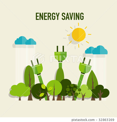 Energy saving concept with Trees.. Vector... - Stock Illustration ...