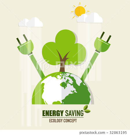 Energy saving concept with Green Eco Earth and Trees.. Vector illustration Energy saving concept with Green Eco Earth and Trees.. Vector illustration 32863195