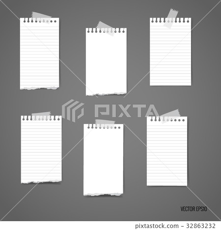 Collection of various white note papers, ready for your message. Vector illustration Collection of various white note papers, ready for your message. Vector illustration 32863232