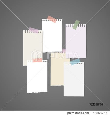 Collection of various note papers, ready for your message. Vector illustration 32863234