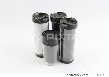 Shiny Metal travel thermo cup at board Shiny Metal travel thermo cup at board 32864148