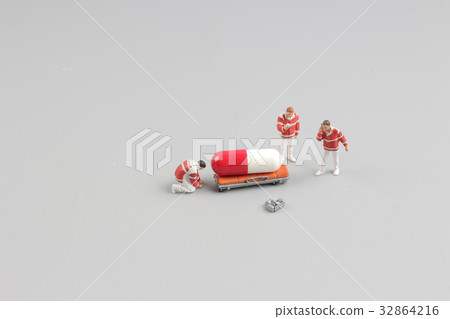 Emergency medical care. with the tiny figure Emergency medical care. with the tiny figure 32864216