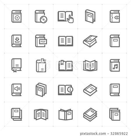Icon set - book outline stroke vector illustration Icon set - book outline stroke vector illustration 32865922