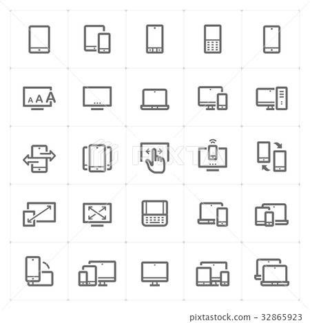 Icon set - device and responsive outline stroke Icon set - device and responsive outline stroke 32865923