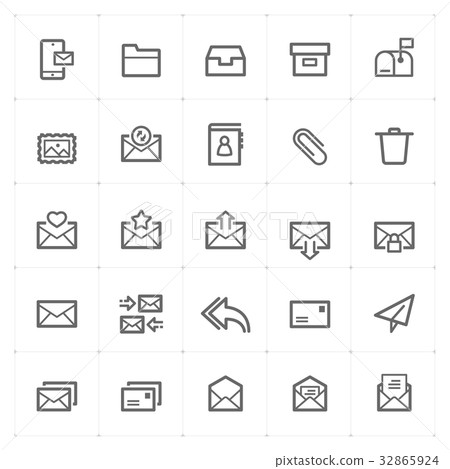 Icon set - email and letter outline stroke vector Icon set - email and letter outline stroke vector 32865924