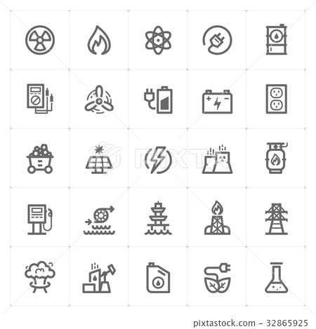 Icon set - energy and power outline stroke Icon set - energy and power outline stroke 32865925