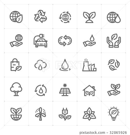 Icon set - environment outline stroke vector Icon set - environment outline stroke vector 32865926