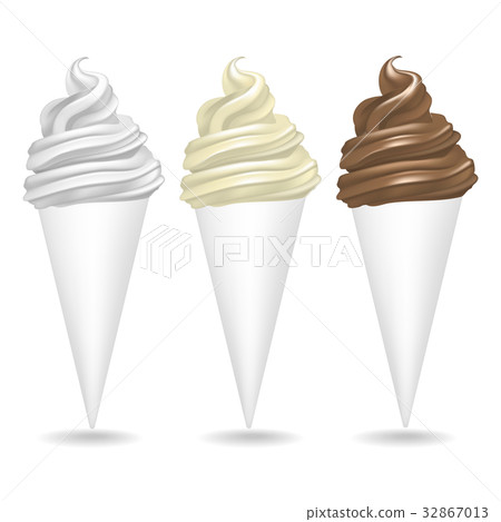 Realistic Detailed Ice Cream Set . Vector 32867013