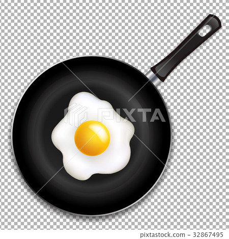 Frying Pan With Fried Eggs Isolated Frying Pan With Fried Eggs Isolated 32867495