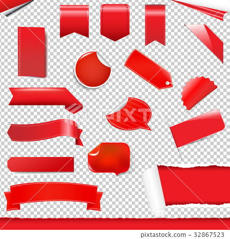 Red Labels And Stickers Set Red Labels And Stickers Set 32867523