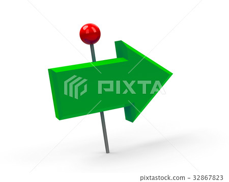 Green arrow pushpin Green arrow pushpin 32867823
