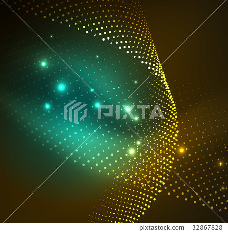 3D illuminated wave of glowing particles 32867828