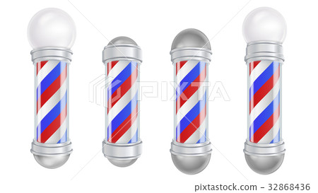Barber Shop Pole Vector. 3D Classic Barber Shop 32868436