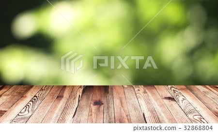 Perspective wood and bokeh light background 32868804
