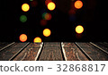 Perspective wood and bokeh background of night and 32868817