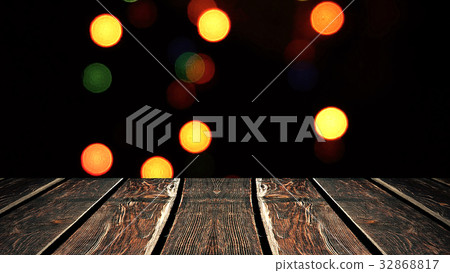 Perspective wood and bokeh background of night and Perspective wood and bokeh background of night and 32868817