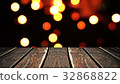 Perspective wood and bokeh background of night and 32868822