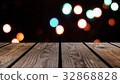 Perspective wood and bokeh background of night and 32868828