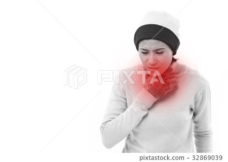 sick woman suffering from sore throat sick woman suffering from sore throat 32869039