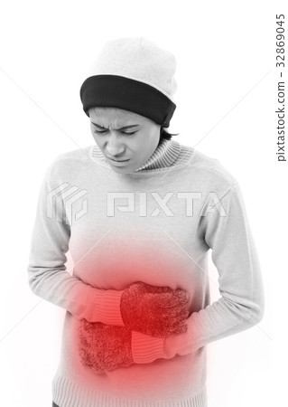 woman suffering from stomachache, nausea 32869045