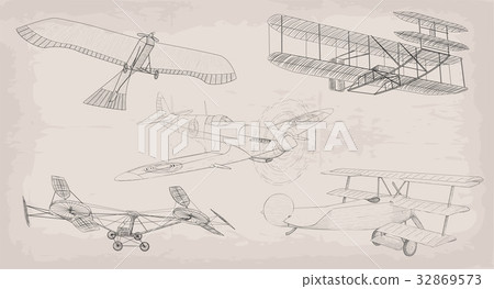 Hand drawn element air transport helicopter, plan Hand drawn element air transport helicopter, plan 32869573