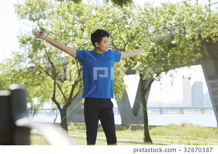 體育，跳繩，漢江，首爾 32870387