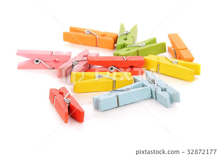 colorful wooden peg isolated on white background 32872177