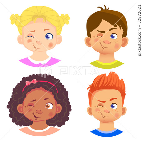 Set of girls and boy character 32872621