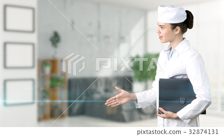 Beautiful medical woman doctor in uniform. Studio Beautiful medical woman doctor in uniform. Studio 32874131